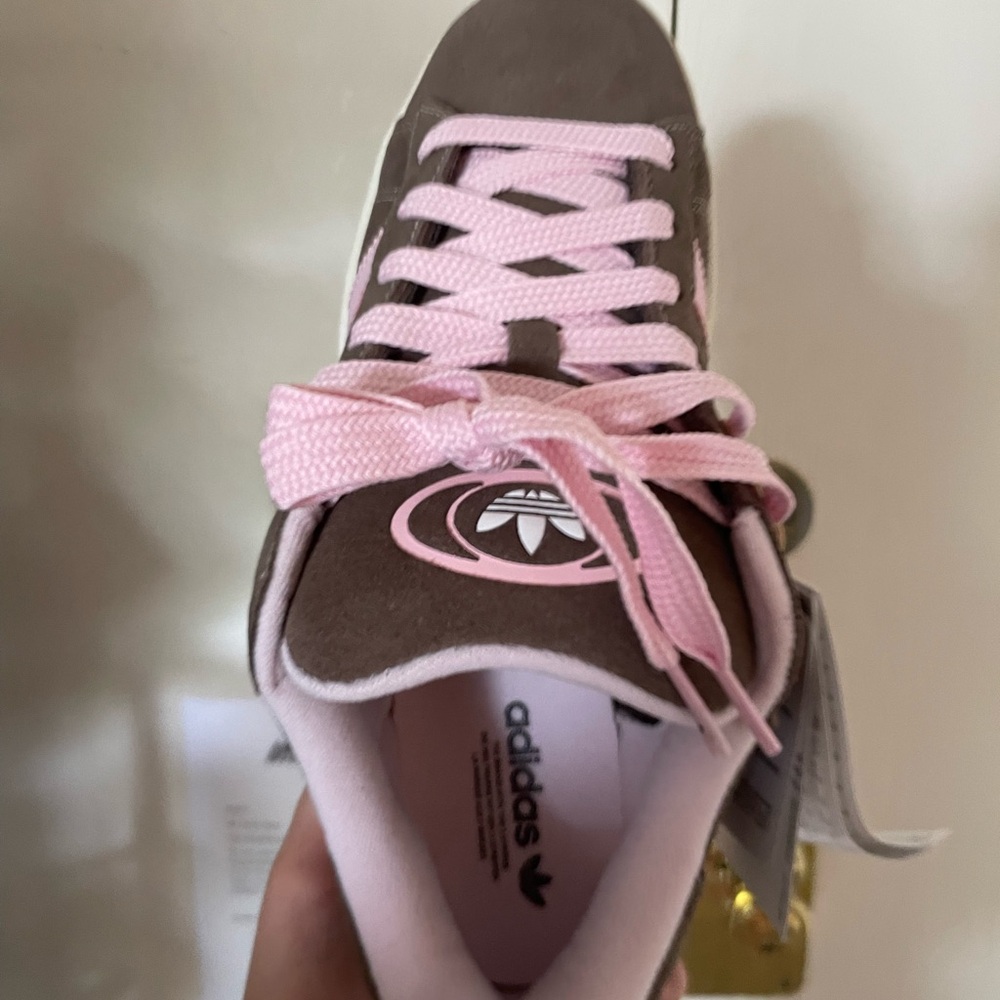 Adidas Brown and Pink Sneakers(Run big)